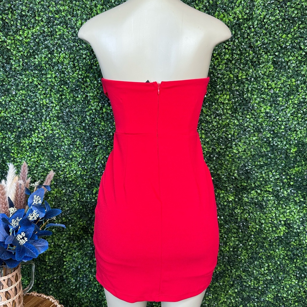 Lulu's Dramatic Intent Red Strapless Corset Bodycon Mini Dress nwot - Picture 7 of 10
